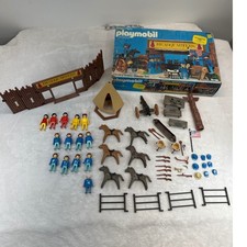 Vintage Playmobil Super Deluxe Cavalry Set Figures Accessories w/box Western