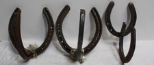 Lot of 3 Vintage Coat Hat Hook Horseshoe Wrought Cast Iron Wall Mounted