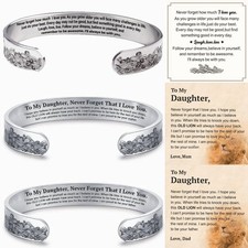 Inspirational Cuff Bangle Bracelet Personalized Birthday Gift for Daughter Girls