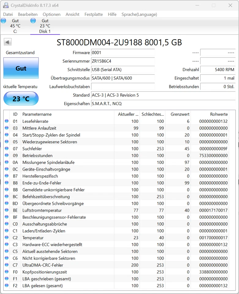 Seagate BarraCuda ST8000DM004 - 8TB interne Festplatte 3,5 Zoll SATA3 8 TB - Bild 4 von 4