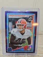 2025 Panini Donruss Optic - Rated Rookie Carson Schwesinger #217 Purple Shock...