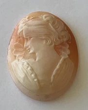 Vintage Big Unmounted Carved  Cameo Shell of Beautiful Woman