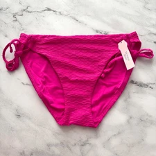 Victorias Secret Nwt Pink Textured Side String Tie Swim Bikini Bottom