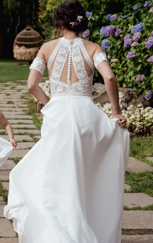 Abito da Sposa Bianco Macramè - Taglia 42 - Foto 6 di 13