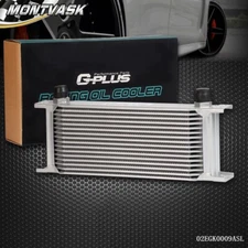 Universal 16 Row 10AN Aluminum Transmission Engine Oil Cooler Silver