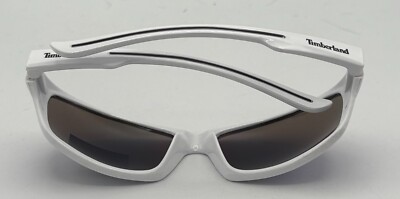 Timberland Sunglass Mens Shiny White Plastic Wrap, Green Mirror 