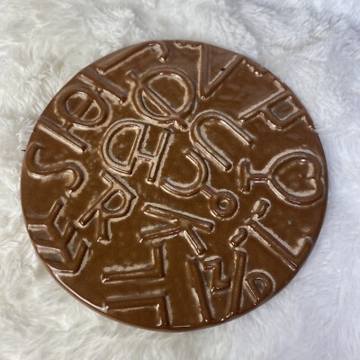 Frankoma Pottery Plainsman Brown 94TRC Cattle brands Trivet Cowboy Western