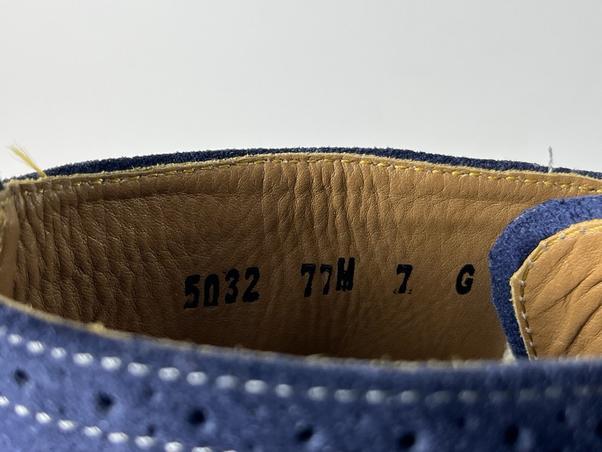 Grenson Suede Brogue Lace Up Boots Stitched Blue Men US 8 / UK 7