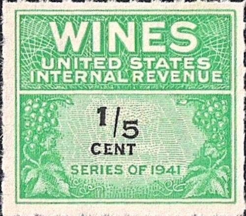 US #RE108 MNH 1942 ⅕c Wines Internal Revenue Tax Stamp Series of 1941 - 第 1/1 張圖片