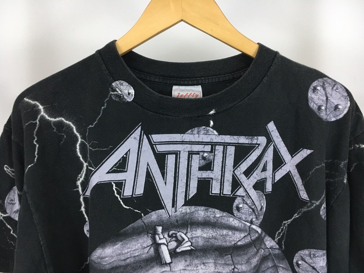 90s anthrax バンド　tシャツ 激レア　ヴィンテージ　CRONIES RARE VTG 1990 Anthrax Persistence Of Time Double Side All Over