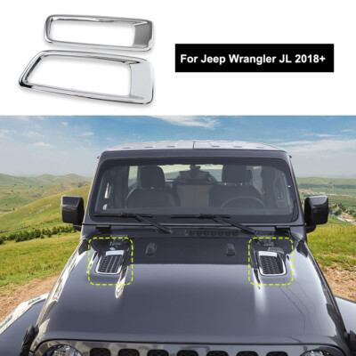 Chrome Pair Exterior Engine Hood Air Vents Cover For Jeep