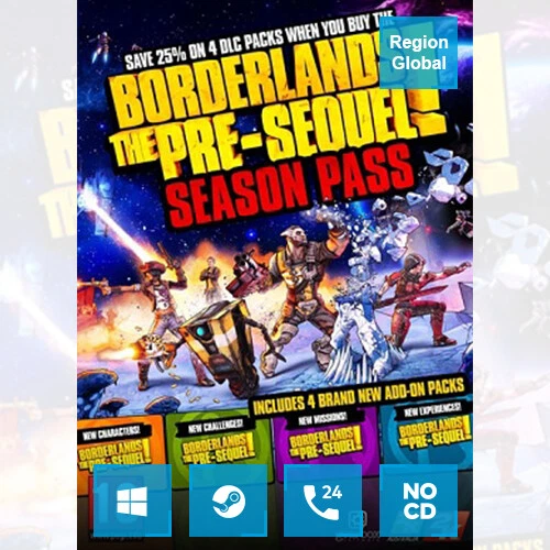 Borderlands The Pre-Sequel Season Pass DLC For PC Game Steam Key.
