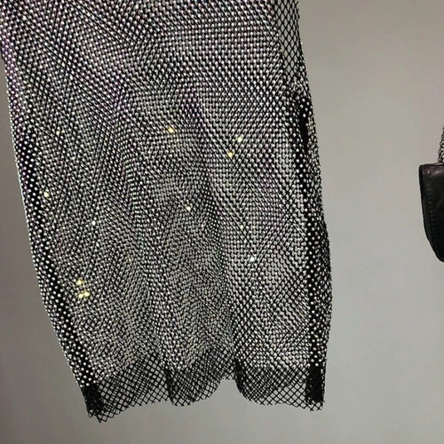 Damen Kristall Mesh Camisole Tank Top Glitzer glänzend ausgehöhlt Weste Weste - Bild 12 von 25