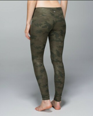 🦄LN~Lululemon Wunder Under Pants Luxtreme Savasana Camo Fatigue Green  Tights