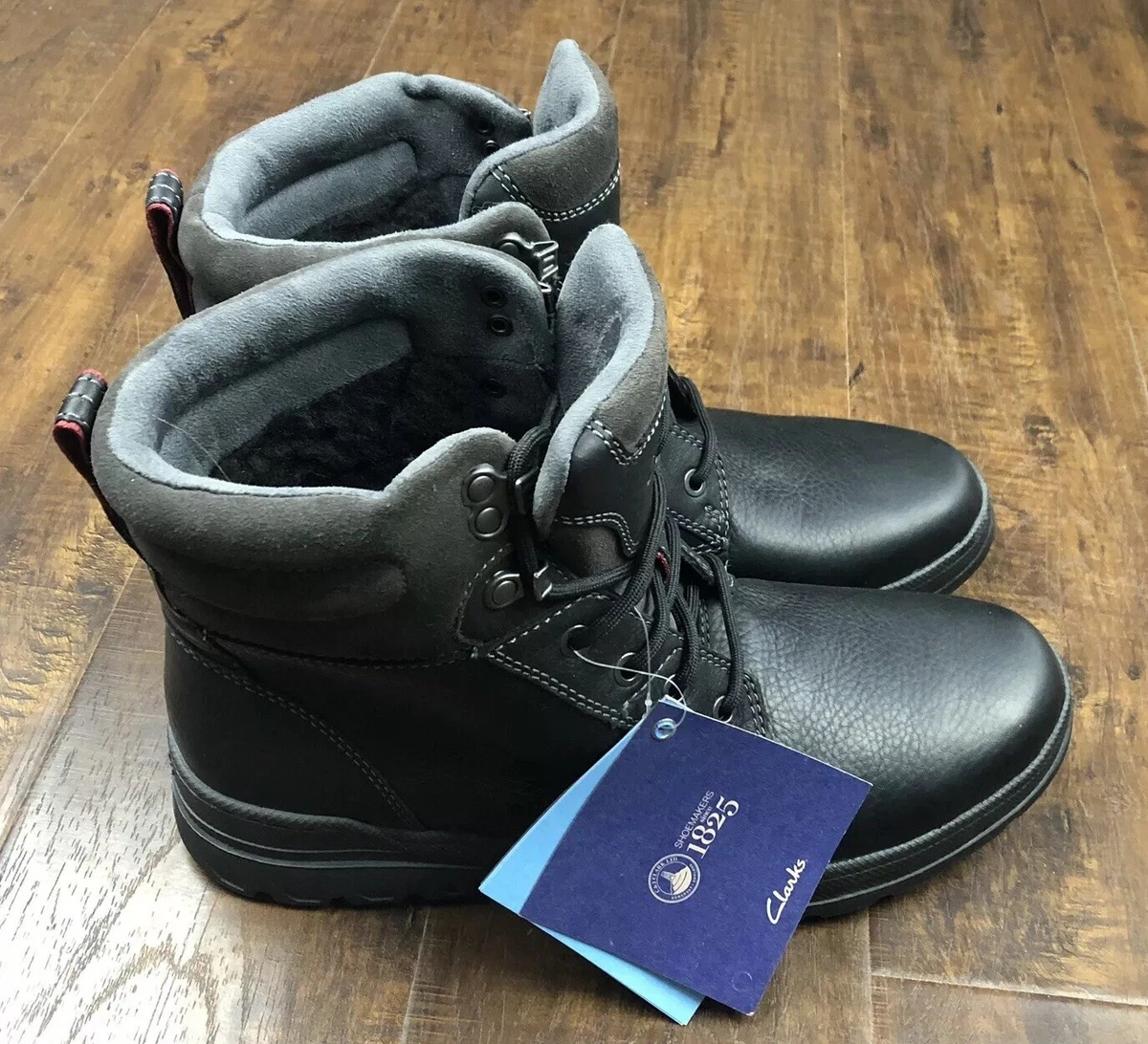 Clarks Ryerson Rise Men s Winter Boots Black Leather US 8.5M UK