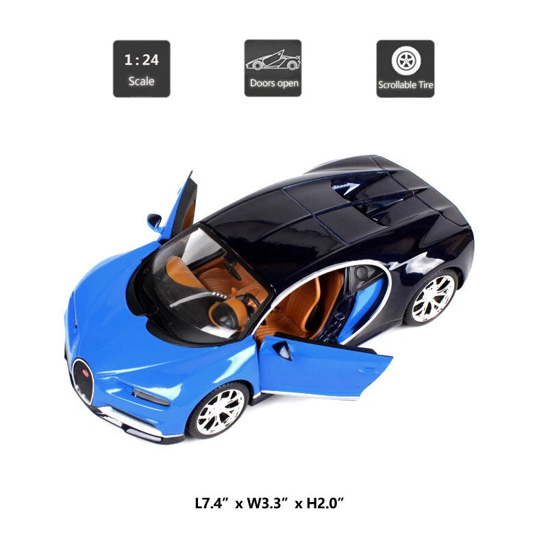 1:24 Bugatti Chiron Model Car Diecast Toy Cars Metal Vehicle for Boys Toys Blue - Image 2 of 2