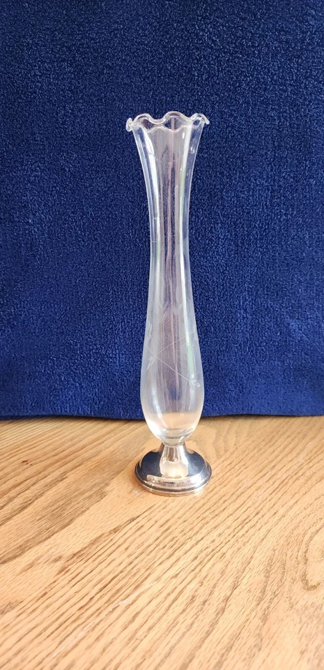 JARRÓN TOWLE PLATA ESTERLINA CRISTAL VIDRIO BROTE Foto 3 de 3