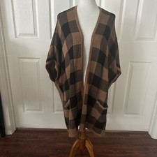 Dc Co Womens Open Cardigan Sweater Vest Size Missy Plus Checkerboard Brown Warm