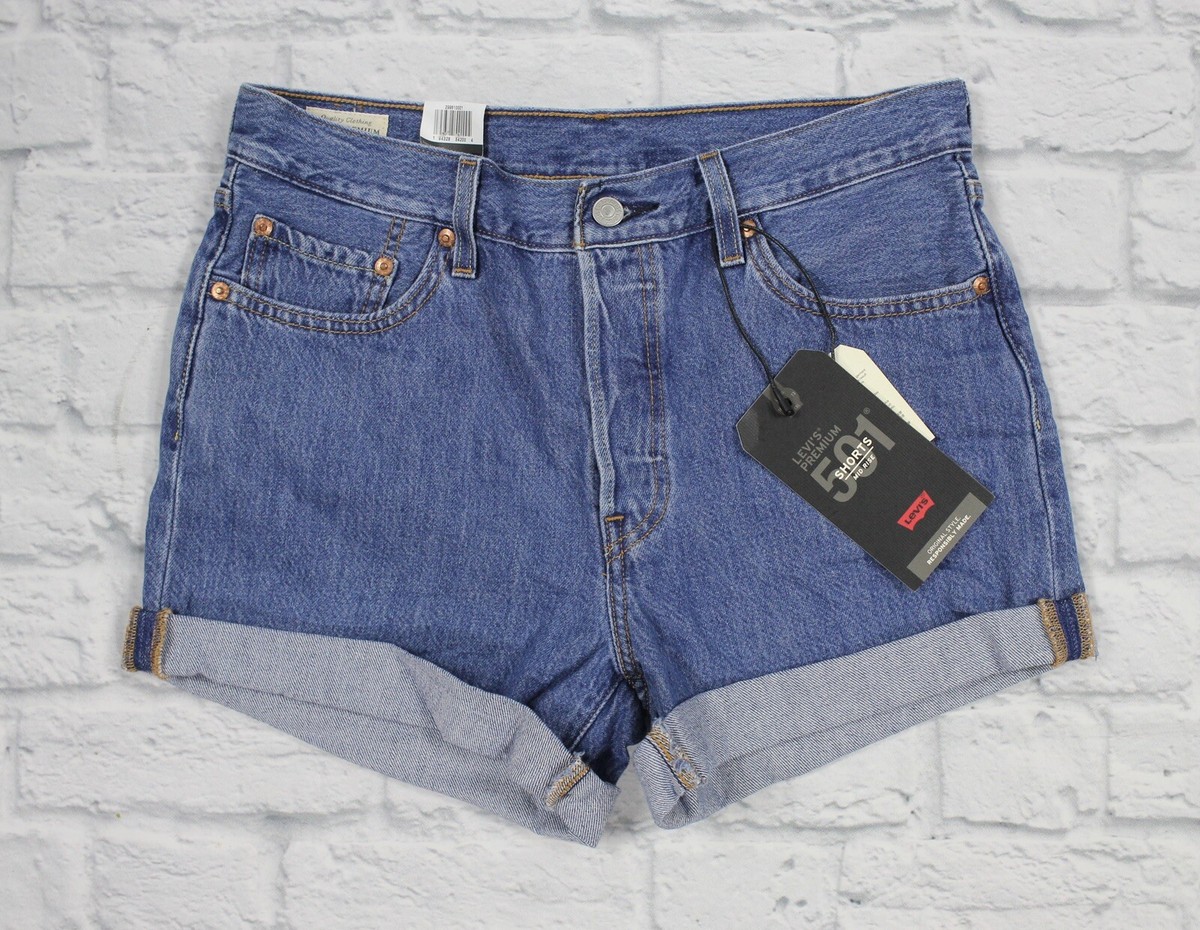 Levi’s Premium Women’s 501 Mid Rise Shorts, 100% Cotton, Size 29, Rolled Hem