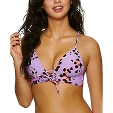 $20 Hula Honey Women's Swimwear True Spots Lace-Up Midkini Top Size XS NWOT