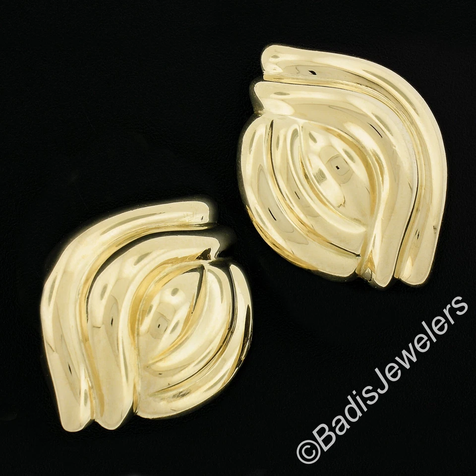 Tiffany & Co. 18K TT Gold Puffed Polished Finish Puffed Design Omega Earrings - Image 2 of 4