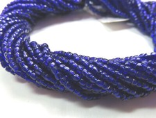 1 FULL HANK COBALT SILVER LINED 9/0 3-CUT GLASS SEED BEADS 10 Strands
