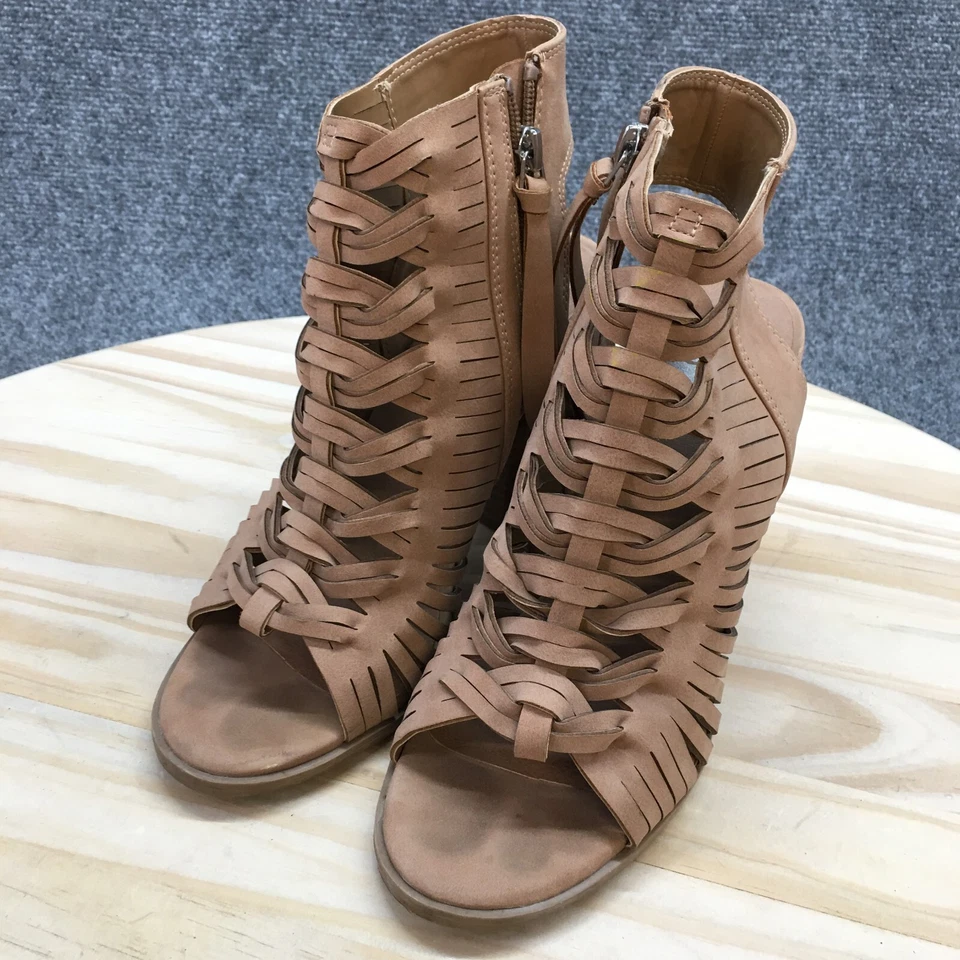 Sandalias Dv Dolce Vita para mujer 8 gladiador marrón imitación cuero tacón cremallera lateral Foto 3 de 4