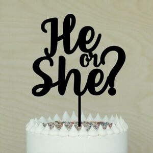 He Or She Cake Topper Baby Shower Acrylic Timber Baby Reval Cake Ebay