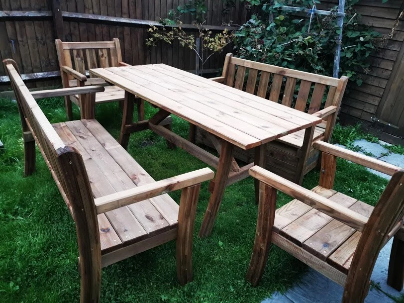 WOW Wood Garden Patio Furniture set table Bench Chairs storage