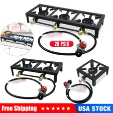 Propane Burner Cast Iron LPG Gas Stove Outdoor Camping Cooker & Regulator Hose