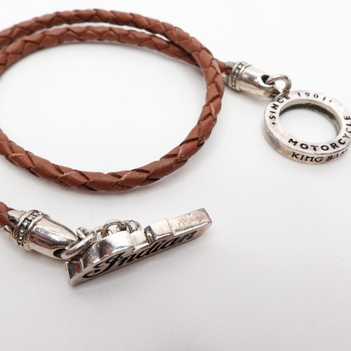King Baby Studio Double Breaded Brown Bracelet Indian Icon Toggle Silver 925 - Picture 7 of 9