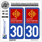 2 stickers sticker license plate: 30 Occitanie LogoType
