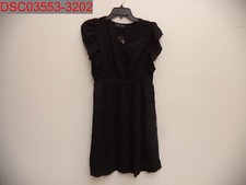 Hole & Stain, Solersun Women's Black V Neck Ruffle Sleevesless Dress, Size S