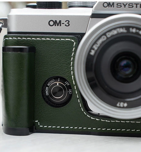 Handgefertigte Echtleder-Kameragrifftasche Tasche Hülle für Olympus OM SYSTEM OMES - Bild 11 von 29