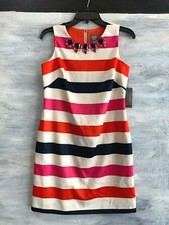 VINCE CAMUTO VC5P9810 Multicolored Embellished Striped Sheath Dress, 4P - Multi