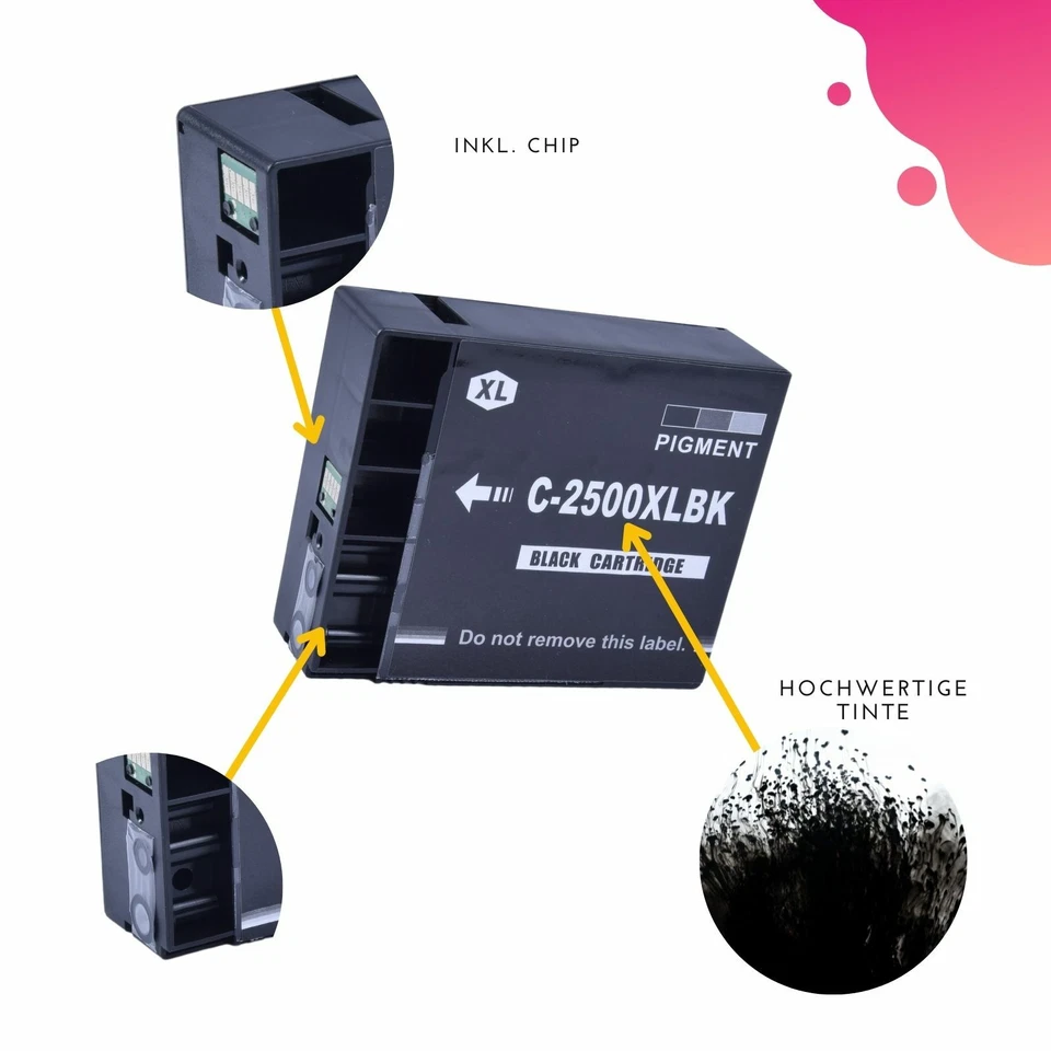 4x Tintenpatronen XL für Canon MAXIFY MB5050 MB5150 MB5350 ersetzt PGI-2500XL - Bild 3 von 4