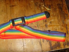 Thick retro vintage adustable size Rainbow belt with namecard holder PRIDE BIG