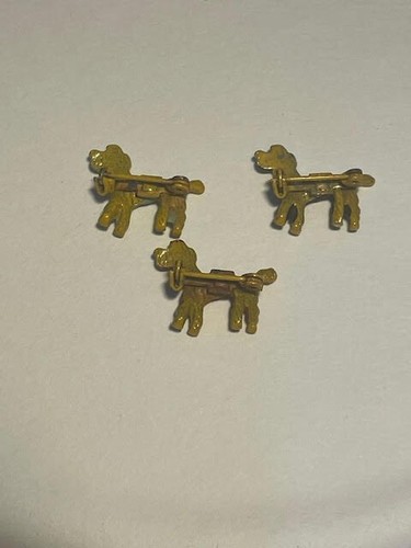 3 Vtg Red Black Blue Enamel Poodle Green Stone Eye Gold Tone Lapel Pins - Picture 5 of 6