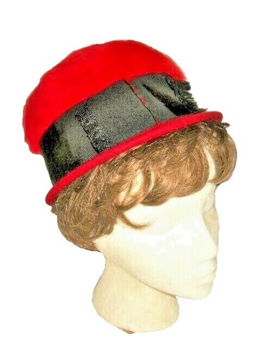 ANNE LABRUSCIANO | BLK WOOL HAT W/ BRN BIRDS Vintage Anne LaBrusciano Hat Purple Velvet Fabric Rose  main image 2
