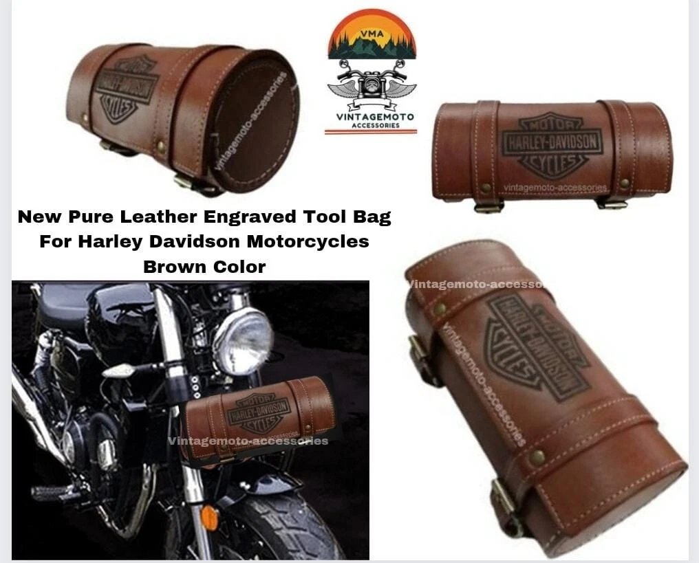 Motorcycle leather tool handlebar bag Vintage Brown Diamond