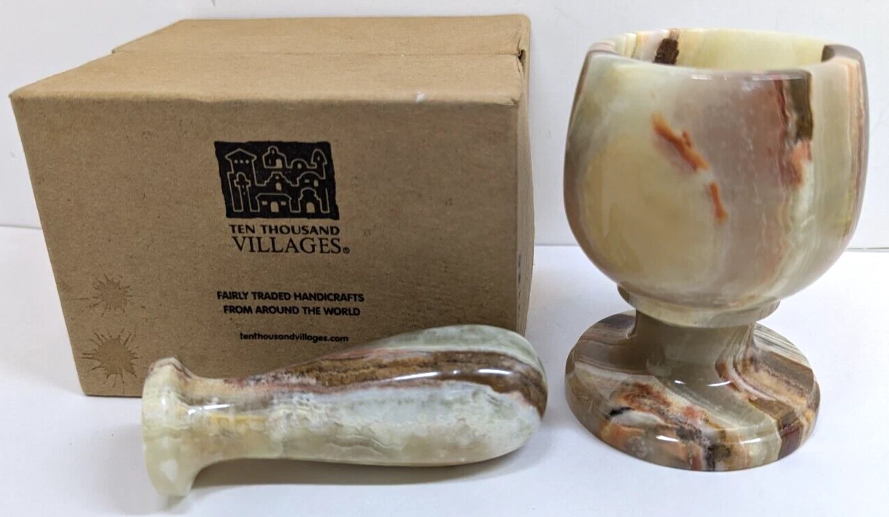 Ten Thousand Villages Mortar & Pestle Marble Stone 7434120 Pakistan W/ Box