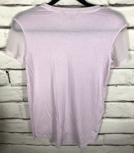 Athleta Womens Size XS Pink Short Sleeve Semi Sheer Top Shirt - Picture 2 of 3