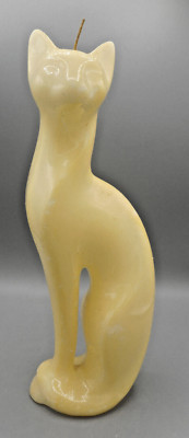 Large Cat Candle Yellow Sitting Persian Elegant 12'' Tall Wax Unlit Wick