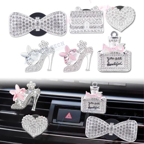 4pcs Metal Bling Air Vent Clips Crystal Air Freshener Conditioning Outlet Clips