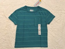 Cat Jack Boy's T-Shirt with Pocket Size XS 4/5 Teal Stripe Short Sleeve NEW
