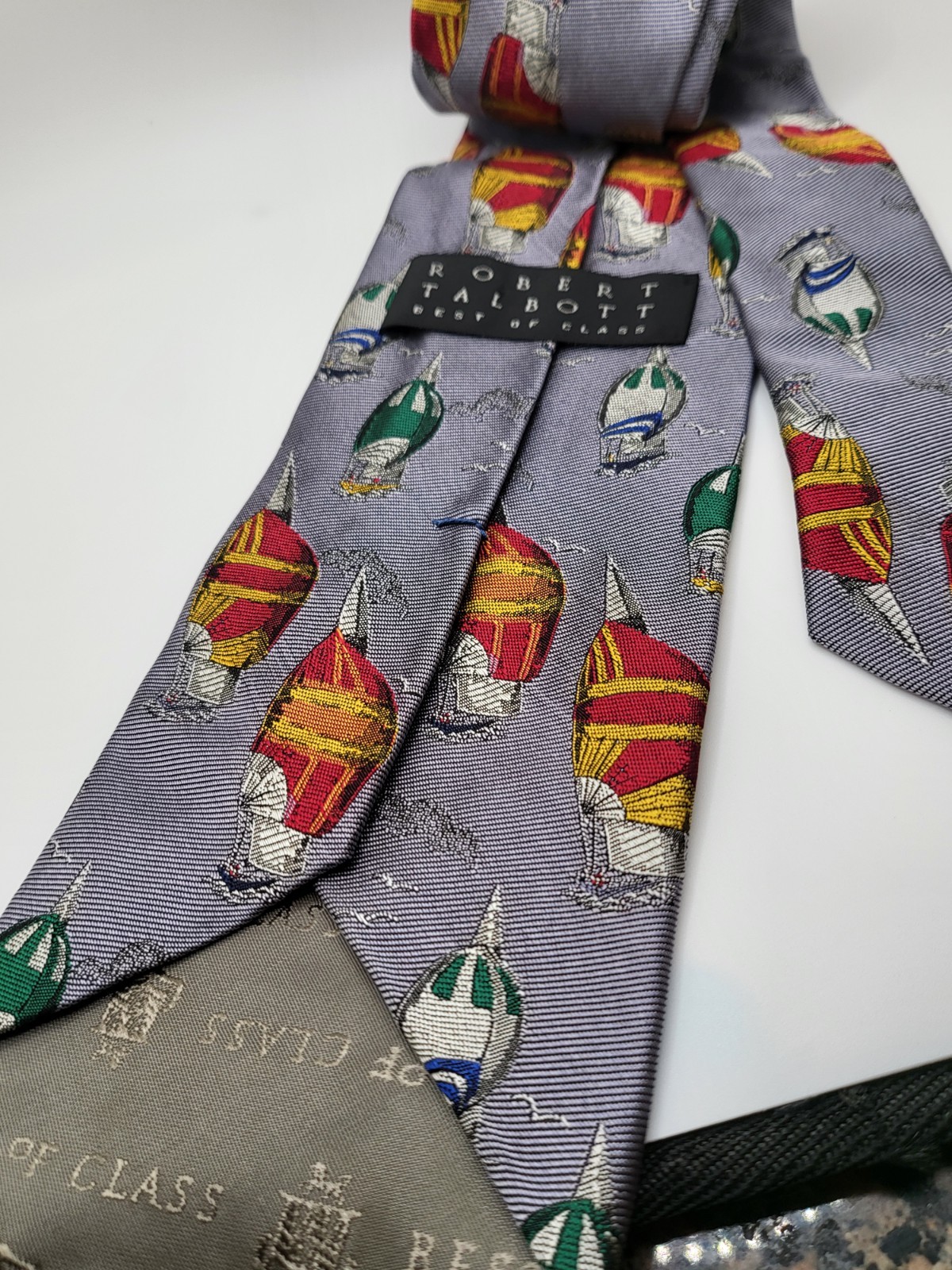 Robert Talbott BOC Silver Gray Sailing Boats Men’… - image 3
