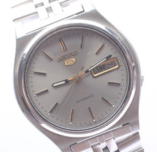Vintage  EXC 5 SEIKO 5 7009-3170 37mm Silver Day Date Men's Automatic Watch
