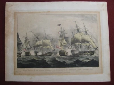 T. Sutherland: Seeschlacht 1816/Sea Battle Napoleon Print Aquatinta Whitcombe - Bild 1 von 4