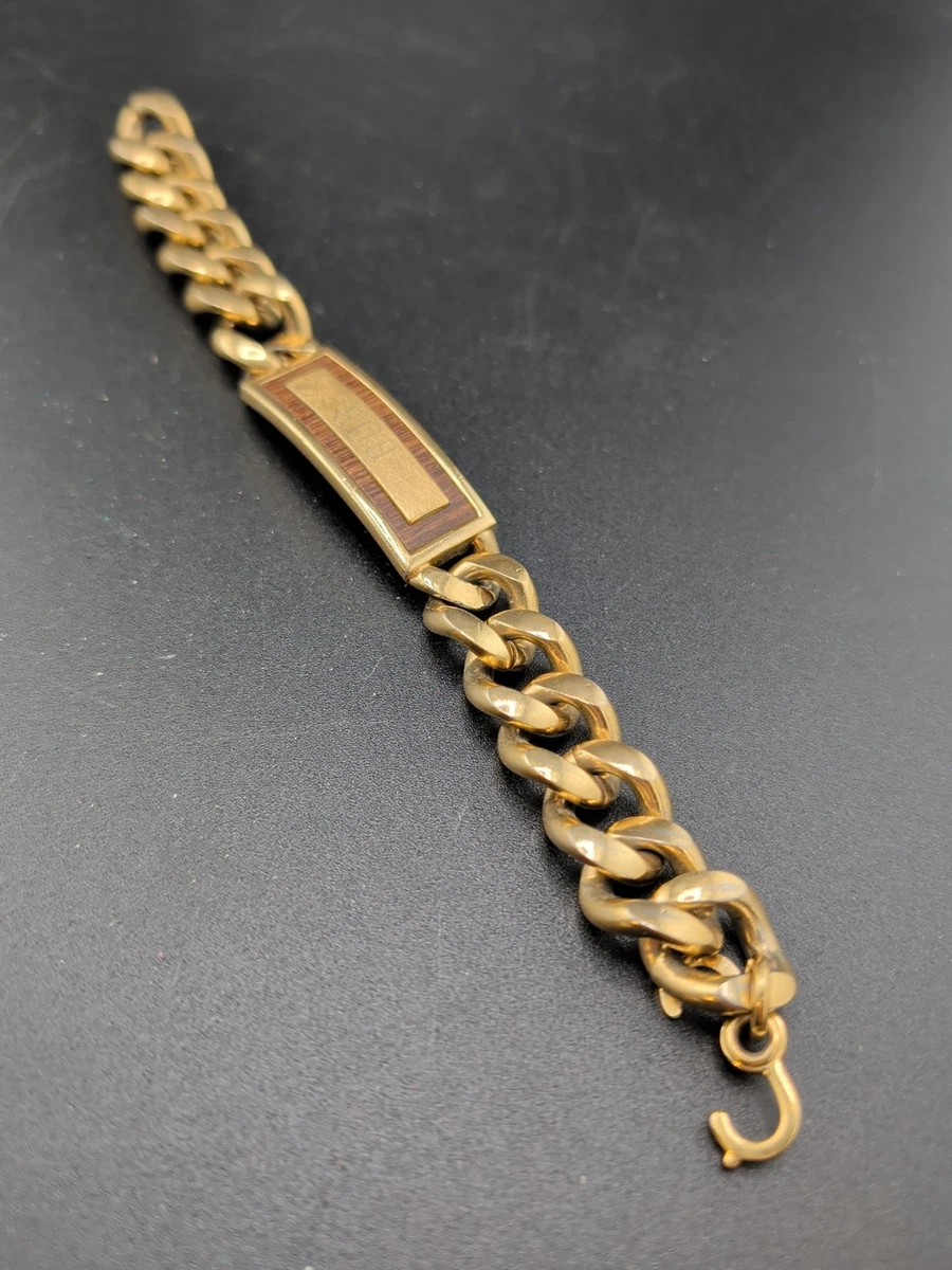 Pulsera De Oro Negro/azul Oscuro Para Hombre, Pulsera De Oro Macizo De 14 Quilates Para Hombre, Pulsera De Oro Auténtico Para Hombre (18-20 Cm), Brazalete De Acero Inoxidable Y Oro Para Hombre