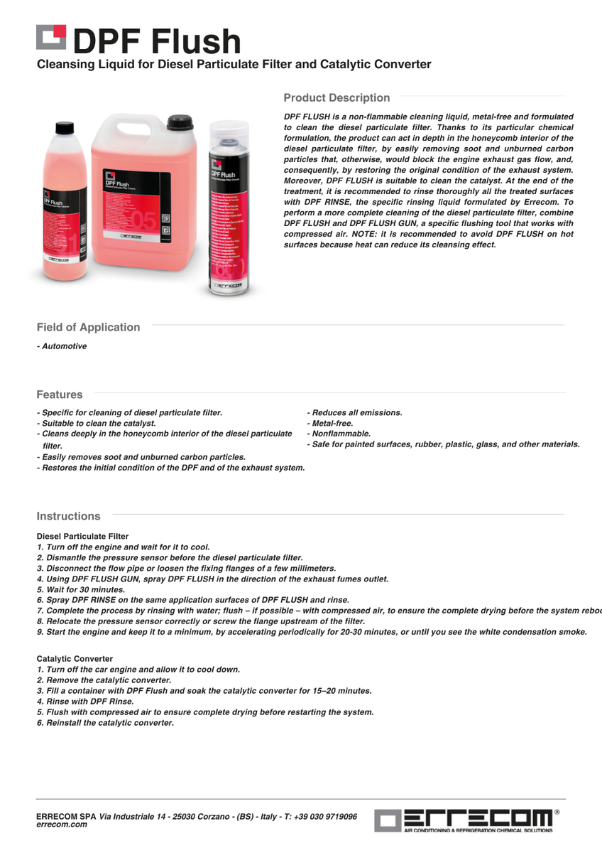 ERRECOM DPF Flush, Reiniger für Partikelfilter (FAP) und Katalysator